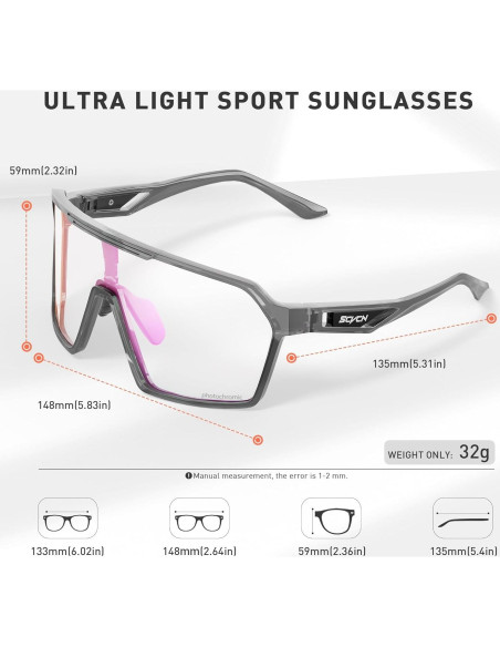 Gafas de Ciclismo Fotoquímicas S327 UV400 para Adultos Gafas de Ciclismo Fotoquímicas S327 UV400 para Adultos