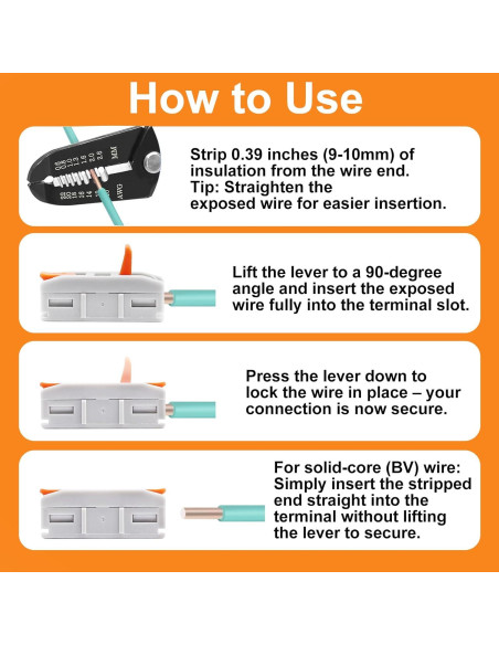 Kit de 30 Conectores de Cable de Palanca Tanbupu AWG 24-12