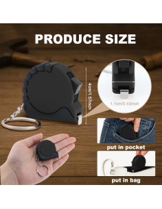 24 Cintas Métricas Retráctiles Mini ZSCCXQ 100cm con Llavero 2
