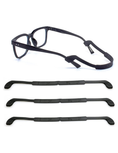 Correa para Gafas Silicona Negra 4 Pcs Ajustable Elástica