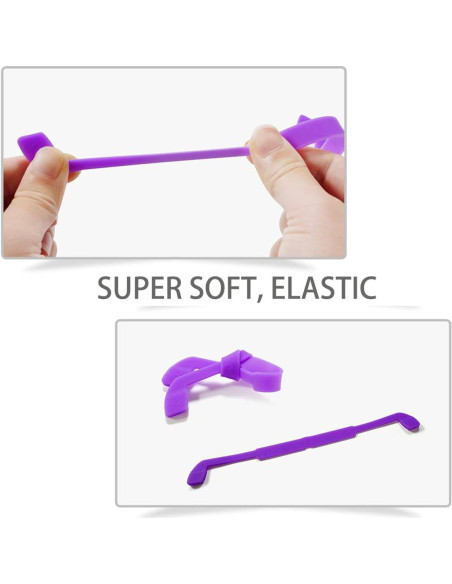 Correa para Gafas Silicona Negra 4 Pcs Ajustable Elástica
