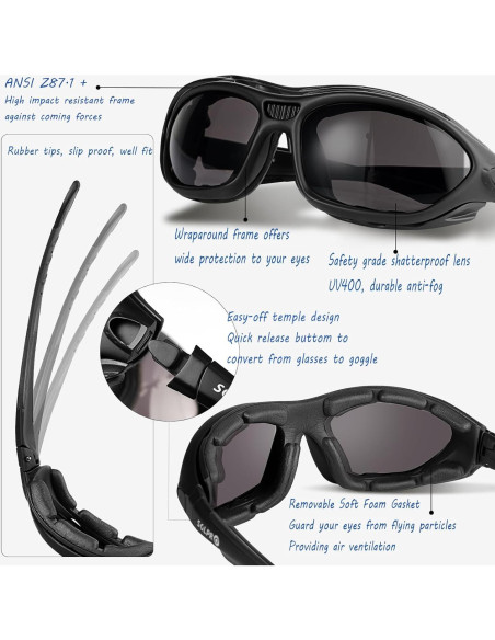 Gafas de sol de seguridad SOLPRO con lente anti-vaho y espuma