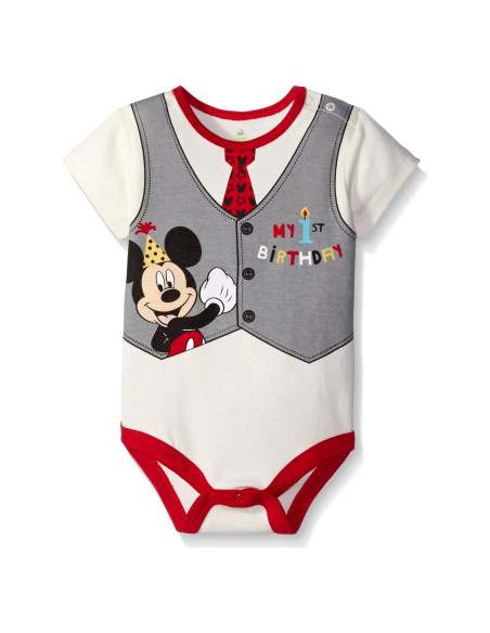 Traje de Cuerpo Disney Mickey Mouse 1er Cumpleaños Bebé 9 Meses