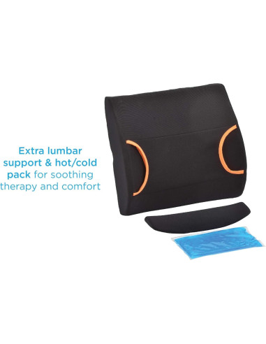 Cojín Lumbar NOVA con Paquete Térmico y Frío, Negro