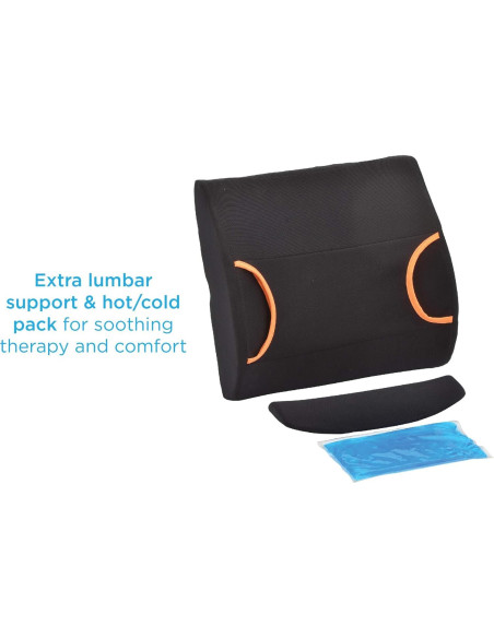 Cojín Lumbar NOVA con Paquete Térmico y Frío, Negro