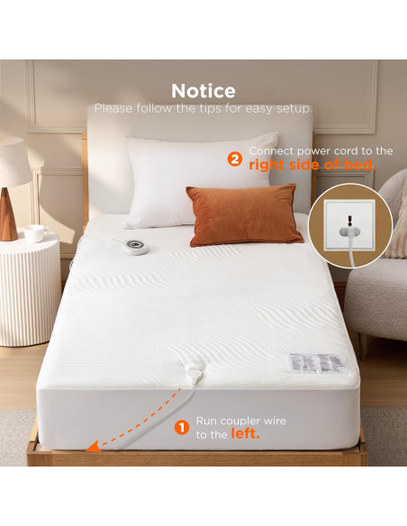 Cubre Colchón Calefaccionado Bedsure Twin 100W 10 Niveles Calor