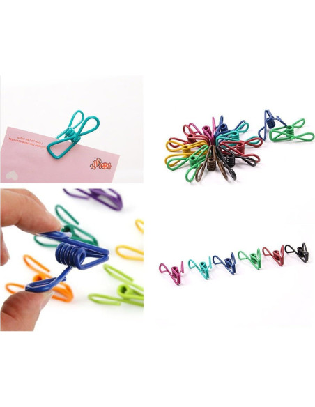 Pinzas de Metal Recubiertas PVC YIKANGHENG 20 Pcs 5 cm Colores Mezclados