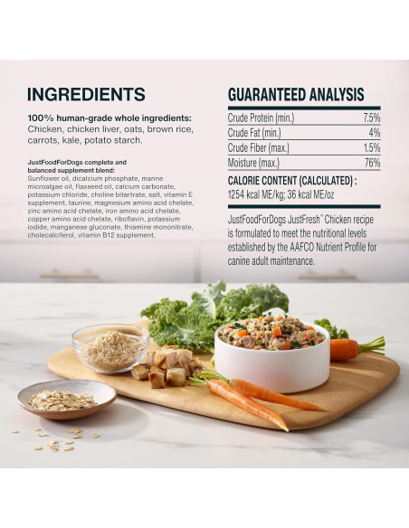 Comida Húmeda para Perros JustFoodForDogs Pollo 340g