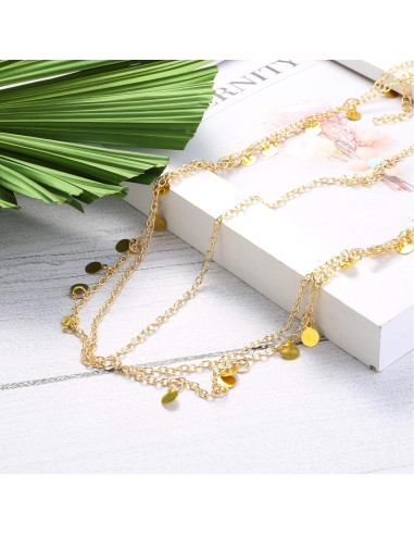 Accesorios de Danza del Vientre ORAZIO 4 Piezas - Bufanda, Cadena y Más