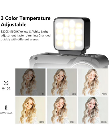 Luz de Relleno Magnética VRIG para DJI Action 3/4/5 - LED Compacta