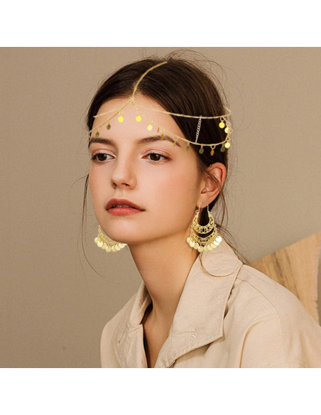 Accesorios de Danza del Vientre ORAZIO 4 Piezas - Bufanda, Cadena y Más