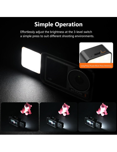 Luz de Relleno Magnética VRIG para DJI Action 3/4/5 - LED Compacta