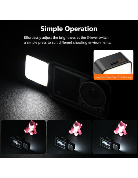 Luz de Relleno Magnética VRIG para DJI Action 3/4/5 - LED Compacta