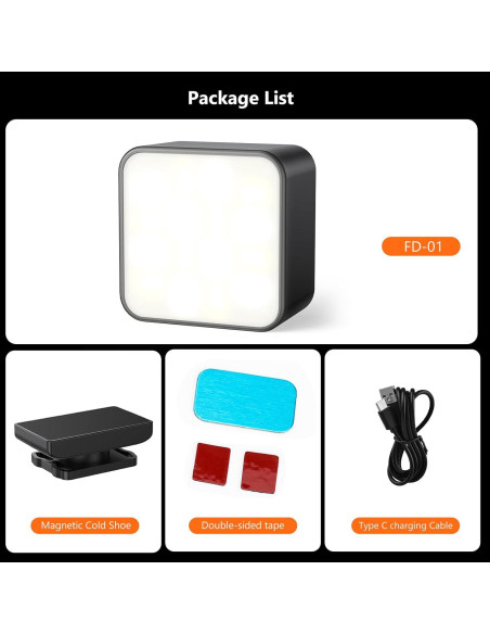 Luz de Relleno Magnética VRIG para DJI Action 3/4/5 - LED Compacta