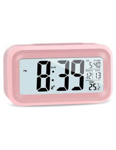 Reloj Despertador Digital Vcxmpn Rosa con Luz Nocturna