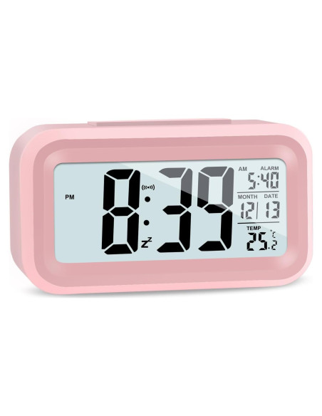 Reloj Despertador Digital Vcxmpn Rosa con Luz Nocturna