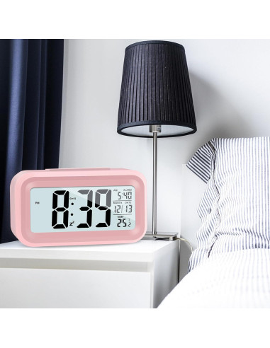 Reloj Despertador Digital Vcxmpn Rosa con Luz Nocturna