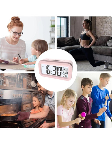 Reloj Despertador Digital Vcxmpn Rosa con Luz Nocturna