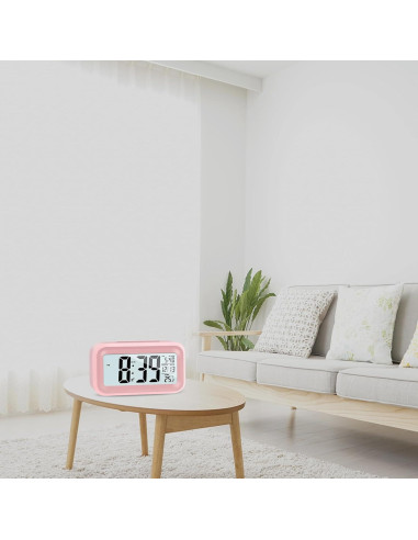 Reloj Despertador Digital Vcxmpn Rosa con Luz Nocturna