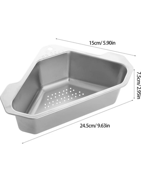 Canasta de Drenaje Triangular Hemobllo de Acero Inoxidable 24.5cm