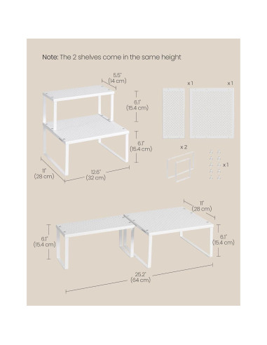 Estantes Organizadores de Metal SONGMICS, Juego de 2, Blanco