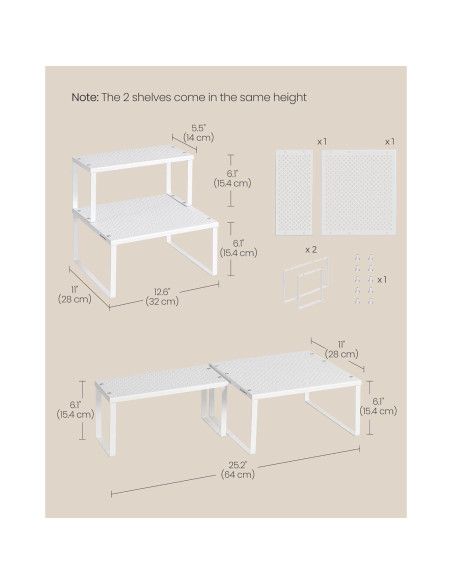 Estantes Organizadores de Metal SONGMICS, Juego de 2, Blanco