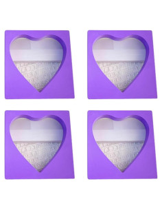 4 Piezas Soporte de Exhibición Flotante Corazón 3D Morado