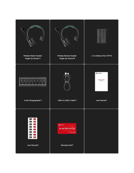 Sistema Intercomunicador Inalámbrico Hollyland Solidcom SE PRO 9 Usuarios