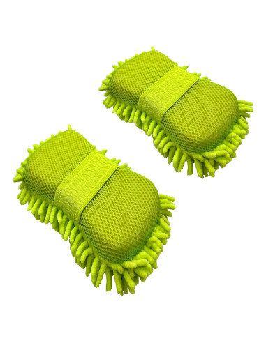 Esponja de Lavado de Coche Microfibra Chenille 2 Paquete Verde