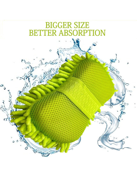 Esponja de Lavado de Coche Microfibra Chenille 2 Paquete Verde