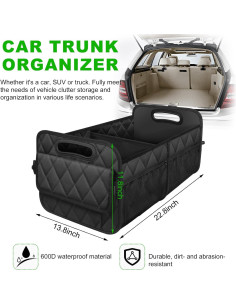 Organizador de Maletero de Coche Sylvil, Tela Oxford, Negro 2