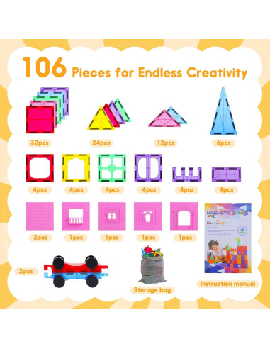 Azulejos Magnéticos Antibacterianos HAPPYMATY - 106 PCS