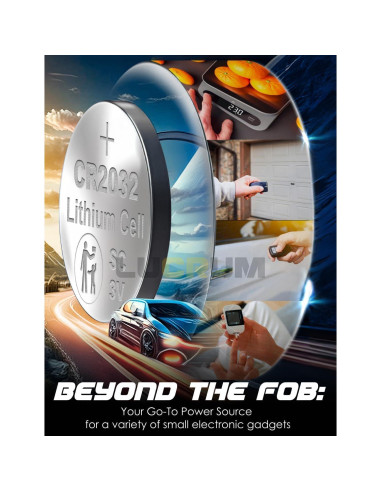 Batería CR2032 Lucrum 2-Pack para Control Remoto de Garaje