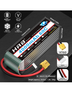 Batería Lipo 6S HRB XT60 22.2V 4000mAh 60C - 2 Pcs 2