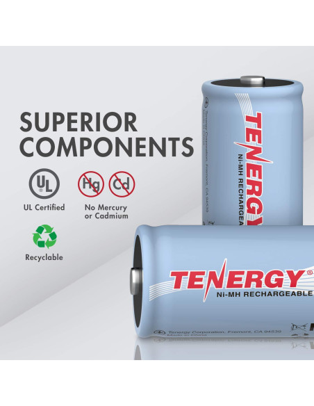 Batería recargable Tenergy D 10000mAh 1.2V NiMH - Alta capacidad