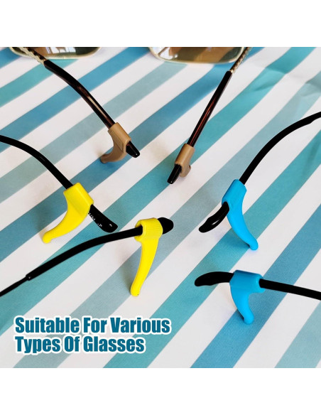 5 Pares Sujetadores Gafas Silicona Antideslizante Multicolor