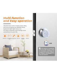 Perilla de puerta inteligente Buoan YL-99 plata con teclado 2