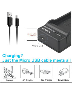 Batería Kastar (2 Unidades) y Cargador USB Slim para Canon 2