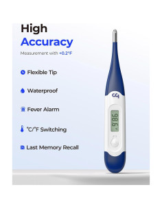 Termómetro Digital JOYTECH Oral Axilar Rectal Flexible Azul 2