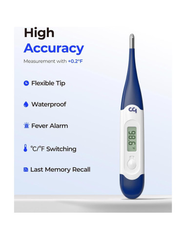 Termómetro Digital JOYTECH Oral Axilar Rectal Flexible Azul