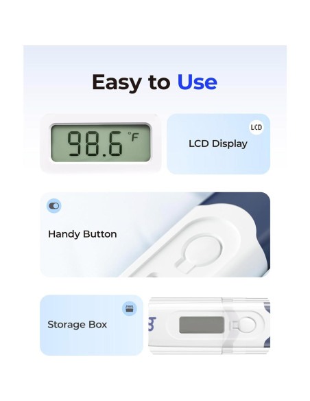 Termómetro Digital JOYTECH Oral Axilar Rectal Flexible Azul