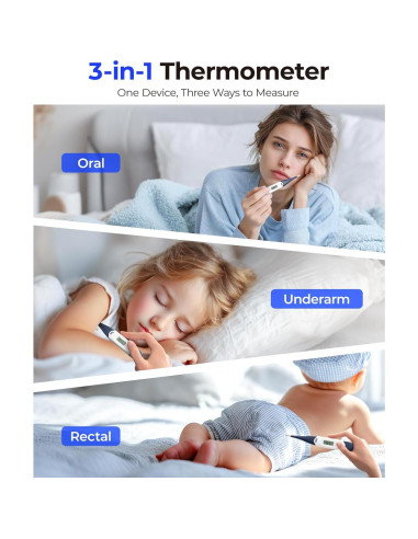 Termómetro Digital JOYTECH Oral Axilar Rectal Flexible Azul