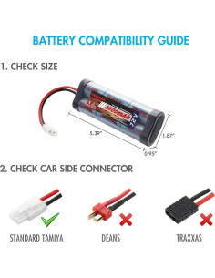 Baterías NiMH Tenergy 7.2V 3800mAh + Cargador Tamiya Estándar 2
