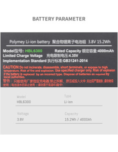 Batería de Litio-ion HBL6300 para Escáner Urovo i6200 3800mAh 2
