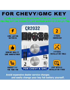 Batería CR2032 para Llave Remota Chevy GMC - 2 Piezas 2