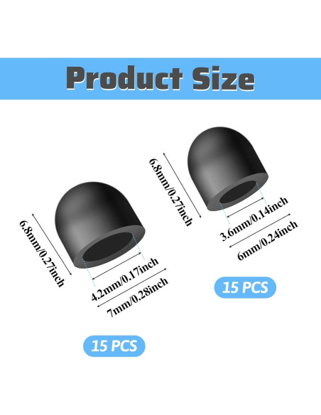 30 Puntas de Goma para Stylus JIYIN - 0.51 cm y 0.71 cm