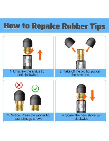 30 Puntas de Goma para Stylus JIYIN - 0.51 cm y 0.71 cm