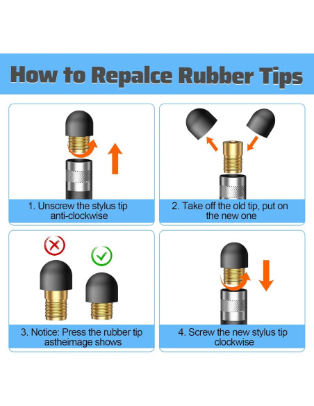 30 Puntas de Goma para Stylus JIYIN - 0.51 cm y 0.71 cm