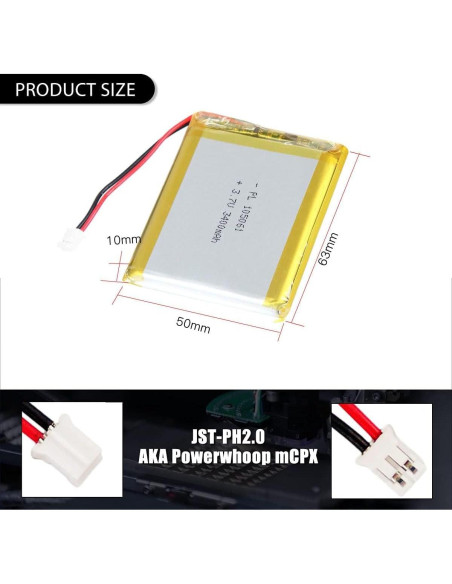 Batería de polímero de litio AKZYTUE 3.7V 3400mAh 105061