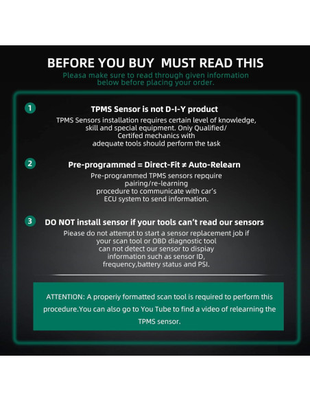 Sensor TPMS CDWTPS 315Mhz para Chevy GMC Cadillac 4 Piezas